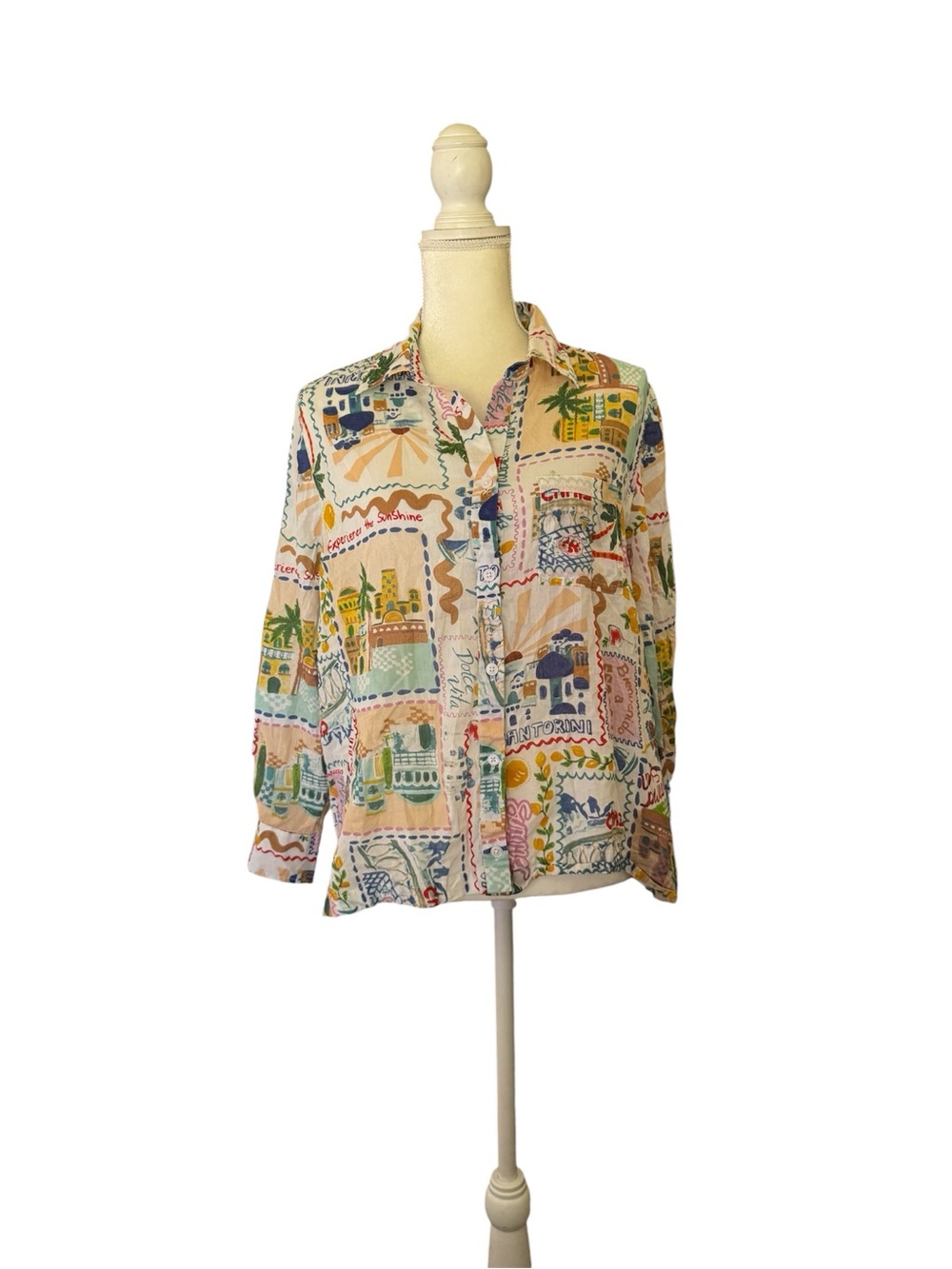 True Destinations Women’s Printed Button-Down Shirt - Multicolor